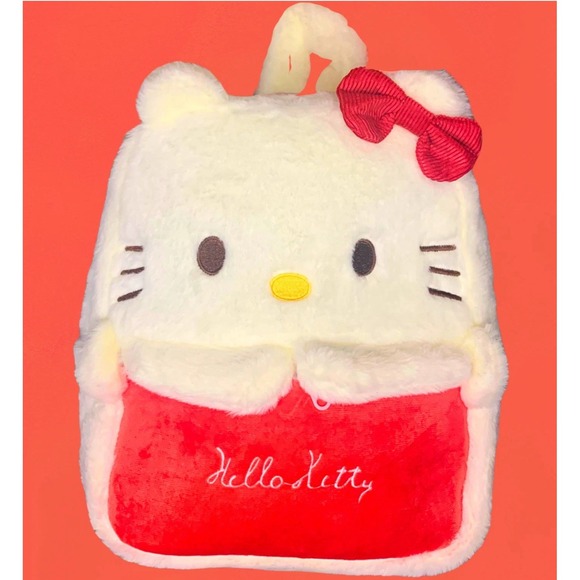 Hello Kitty Classic Red Bow‎ Plush Backpack Sanrio Characters Girls Bag - Picture 1 of 8